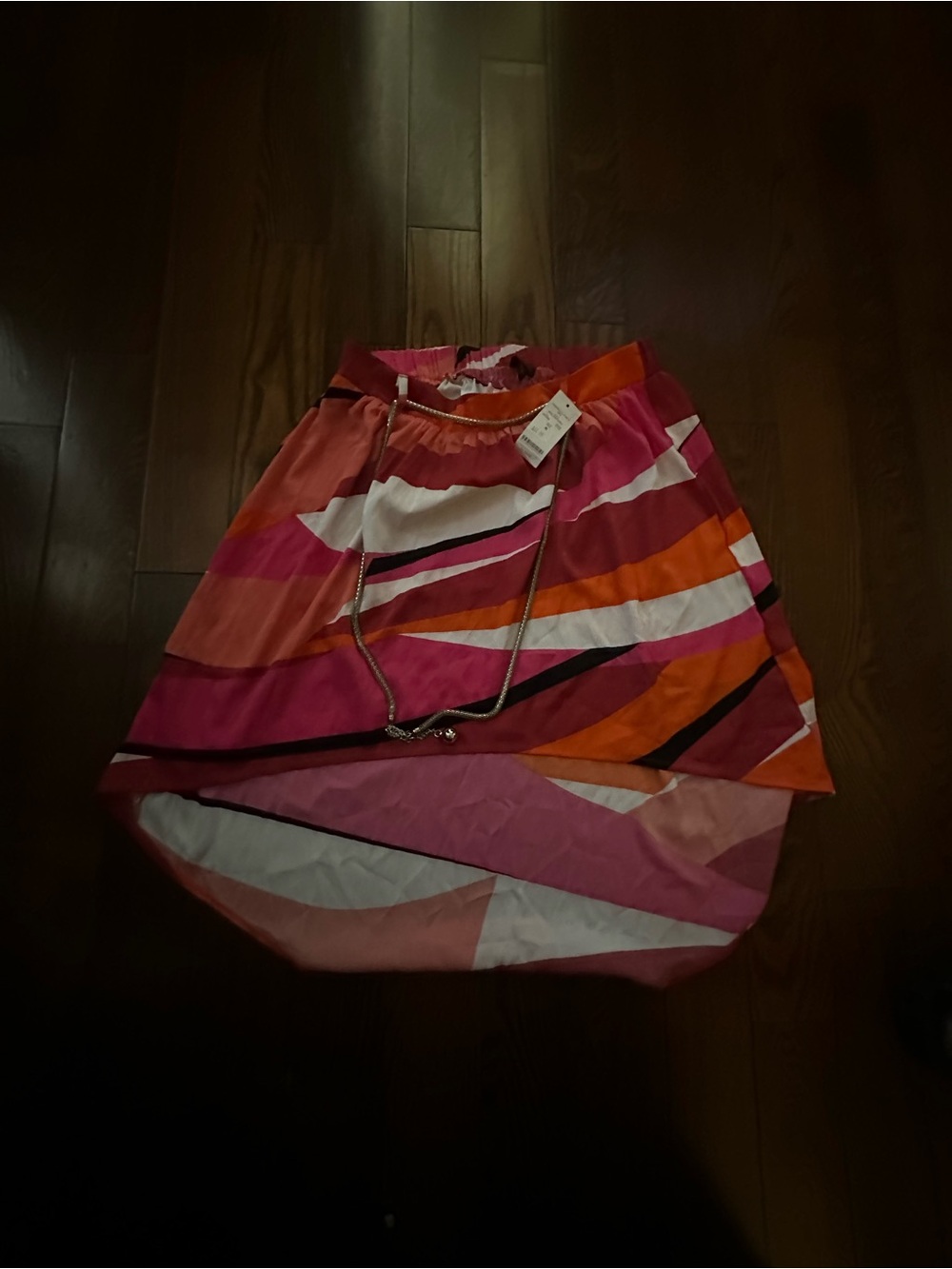2B Bebe Pink, Orange & White Striped High-Low Skirt